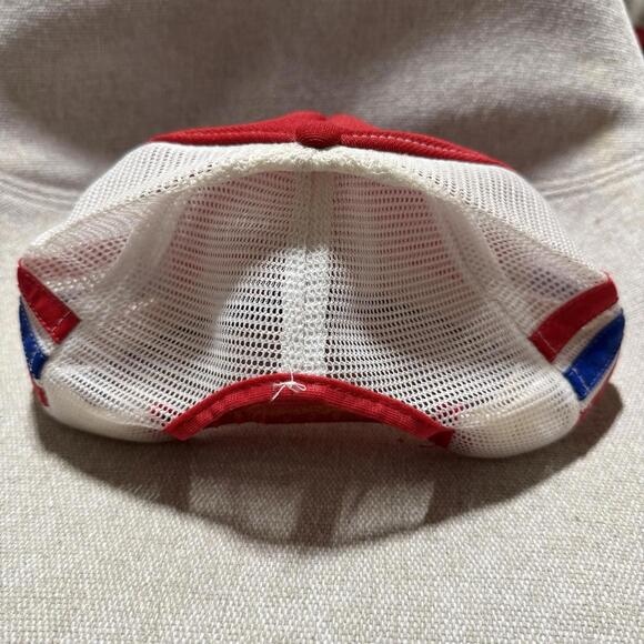 Vintage 80s The Nashville Network Red White Blue Trucker Snapback Hat Made USA - Picture 5 of 8